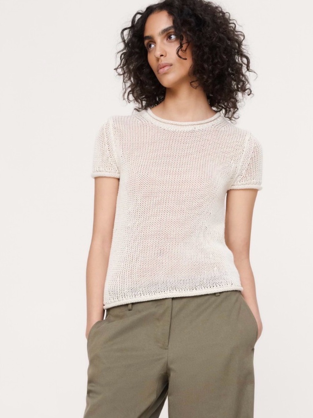 Banana Republic Heirloom Linen Sweater Top. Sand Beige.  Medium